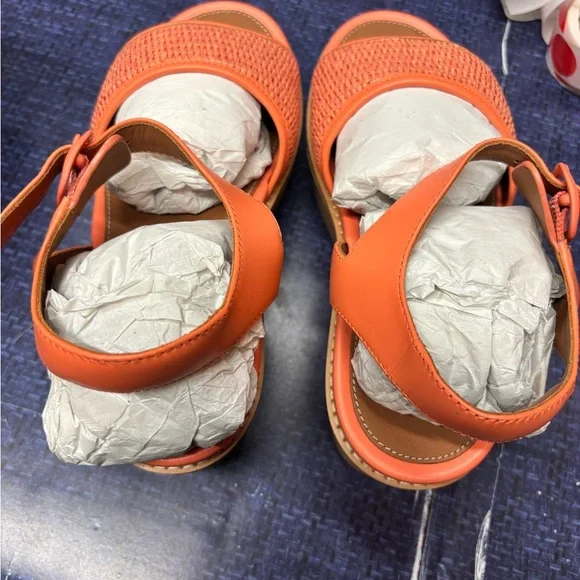 Fitflop Orange Wedge Sandals with Textured Ankle Strap - Picture 2 of 3